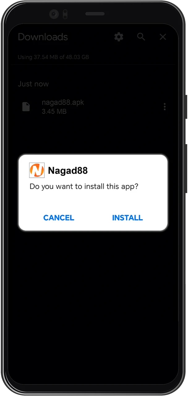 Confirm installation of the Nagad88 app.