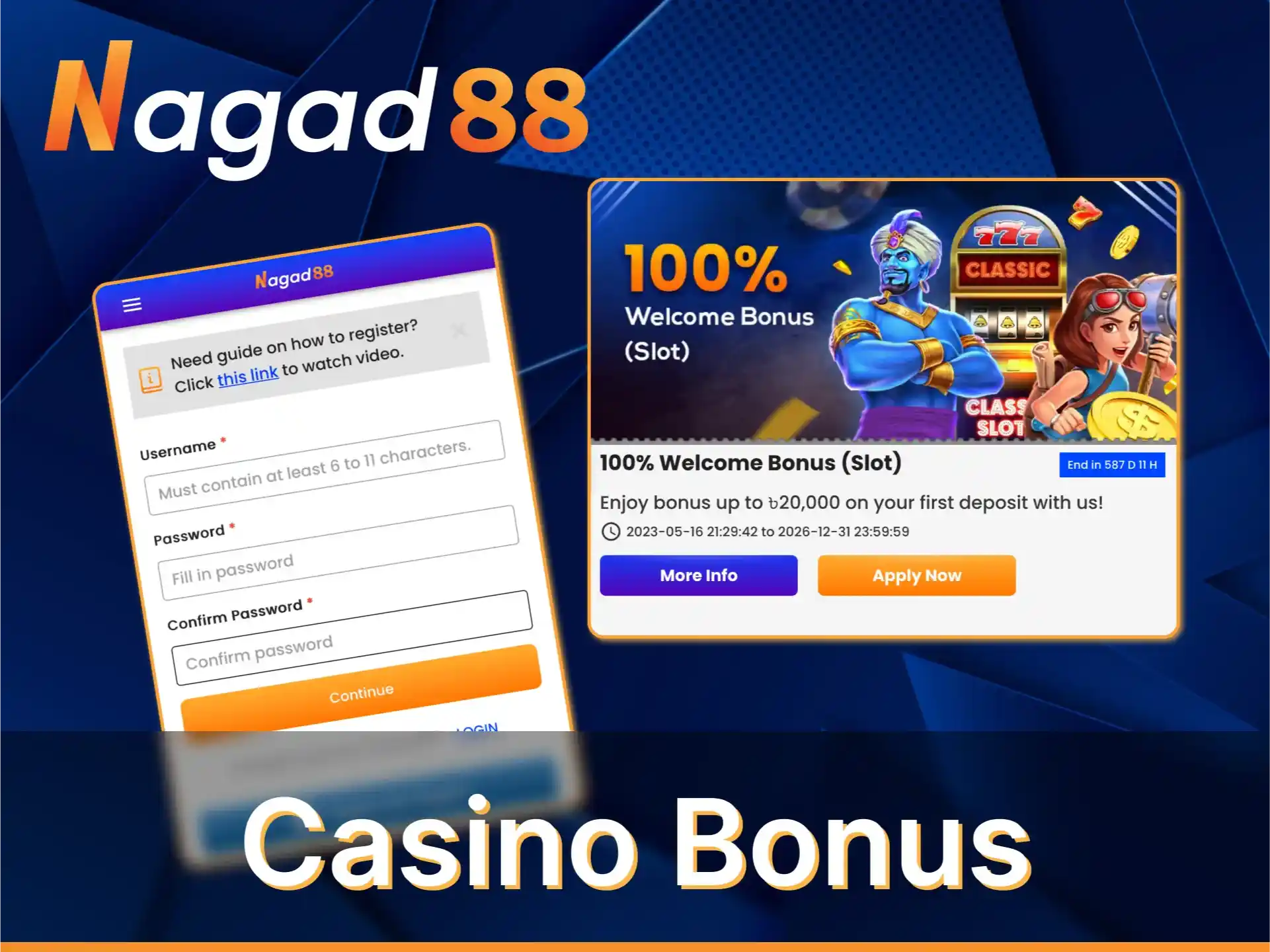 The 100% welcome bonus up to 20,000 BDT gives new players an advantage at Nagad88.
