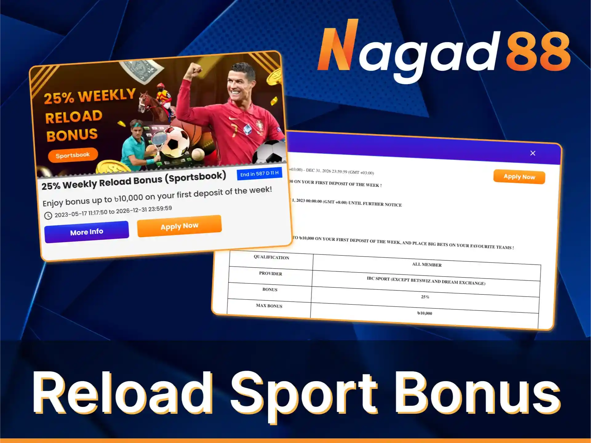 Get a 30% Weekly Reload Bonus up to 30,000 BDT for all games at Nagad88.