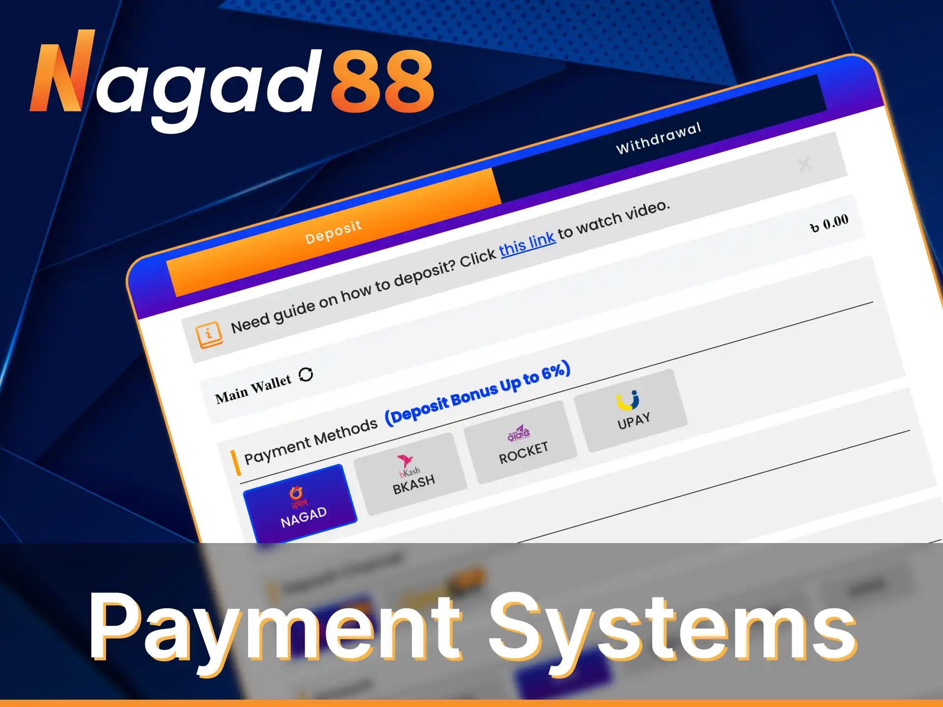 Nagad88 has a convenient deposit and withdrawal system.