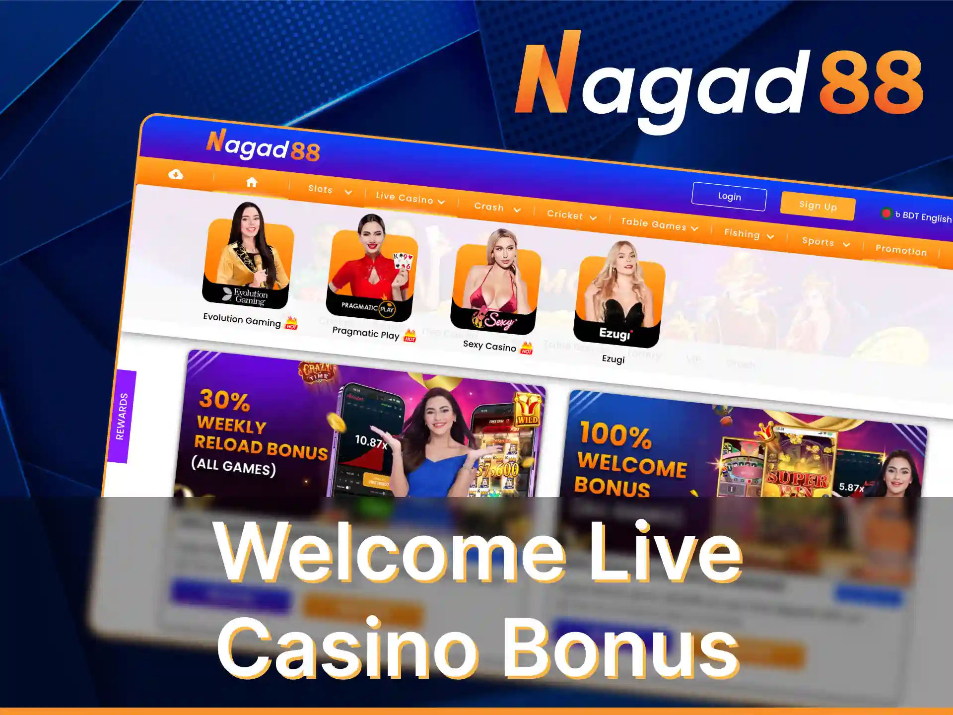 Get 30% of your weekly losses back with the Nagad88 cashback.