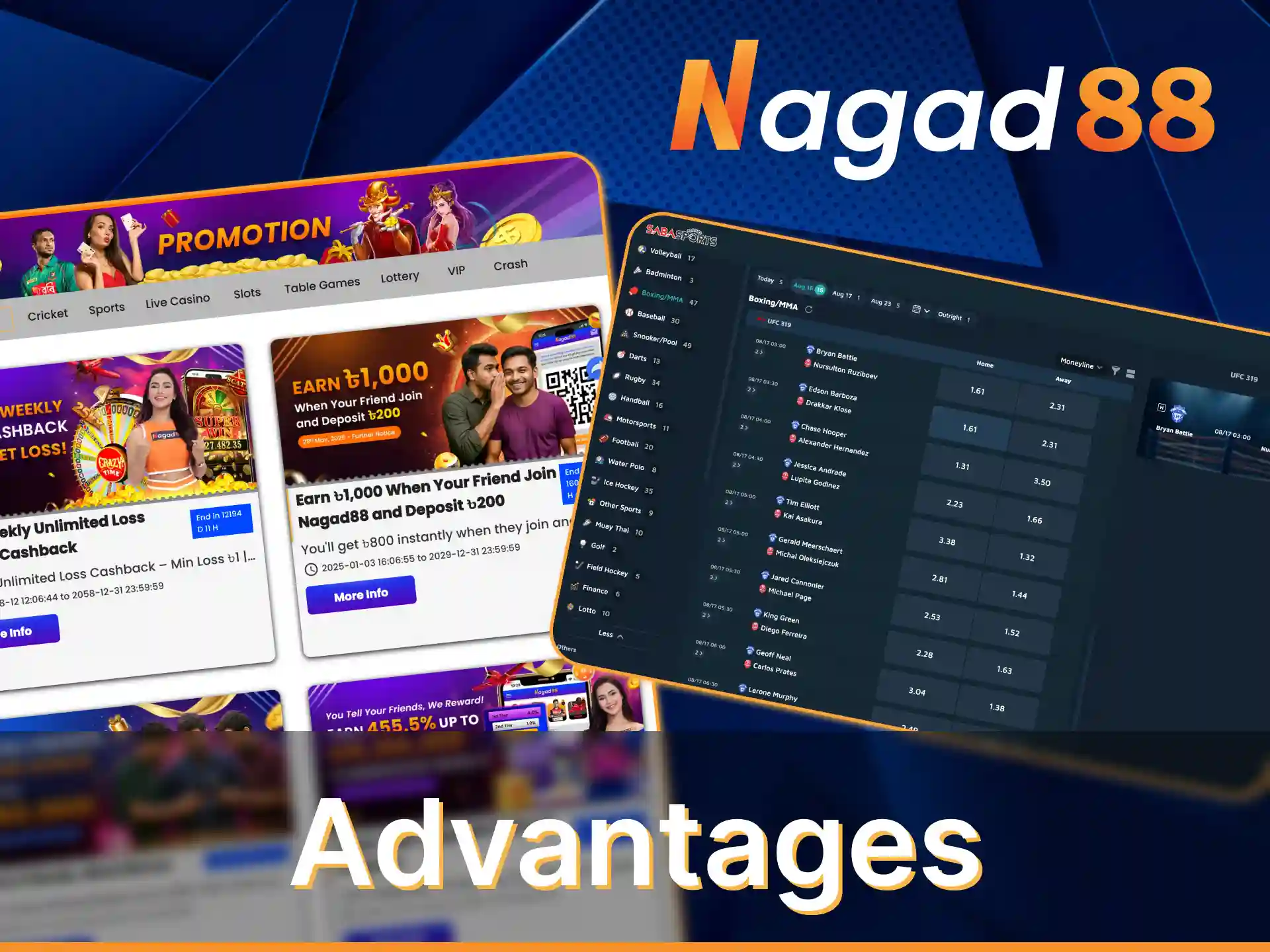 Nagad88 provides you advantages of betting on boxing.
